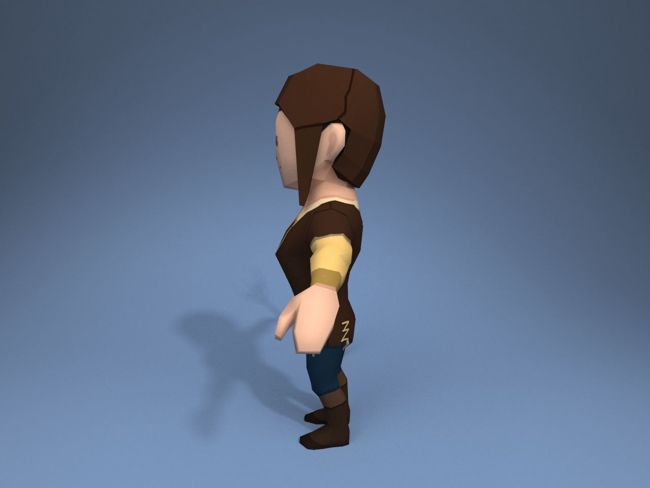 Medieval character peasant 3 Low-poly 3D model_3