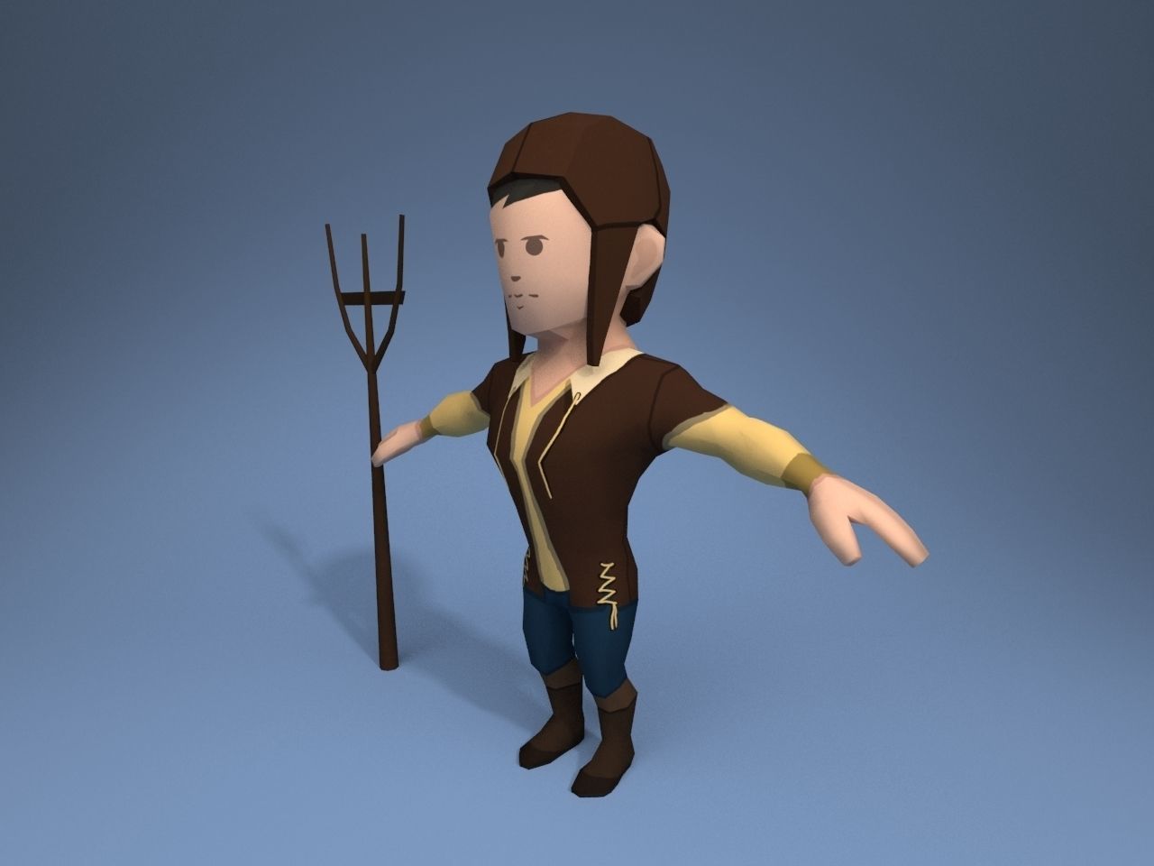 Medieval character peasant 3 Low-poly 3D model_2