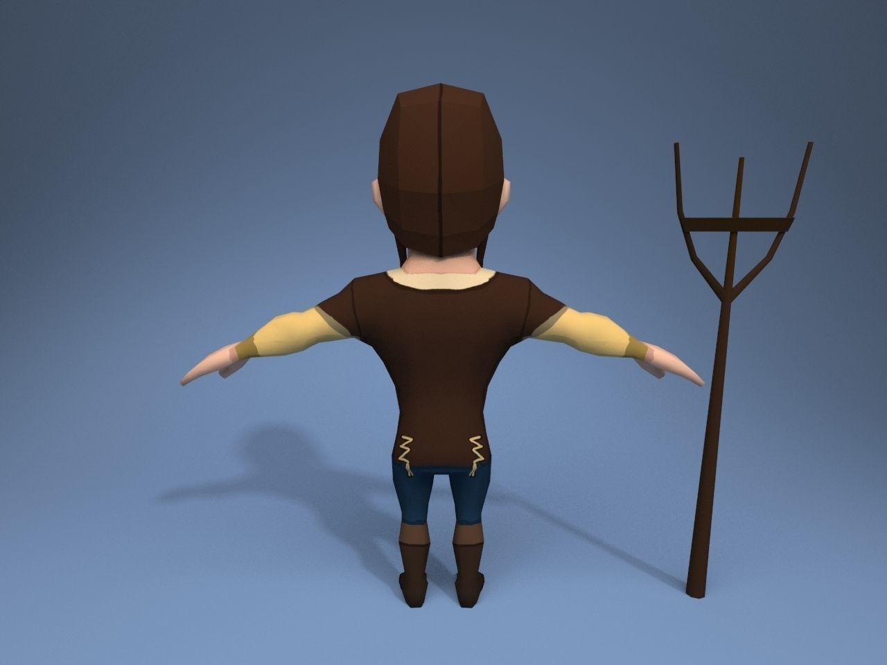 Medieval character peasant 3 Low-poly 3D model_5