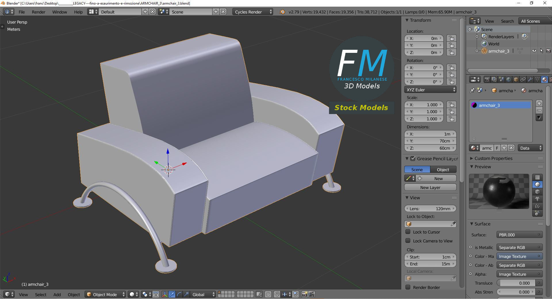 Armchair 3 3D model_9