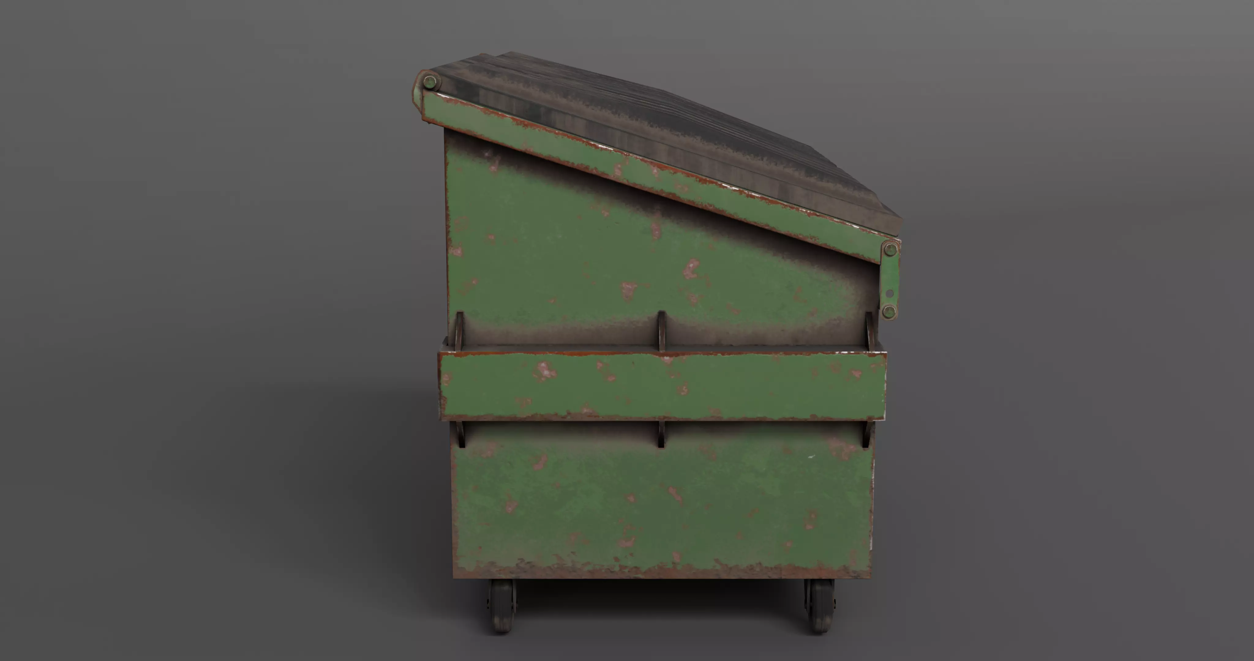 Dumpster with LODS Low-poly 3D model_2
