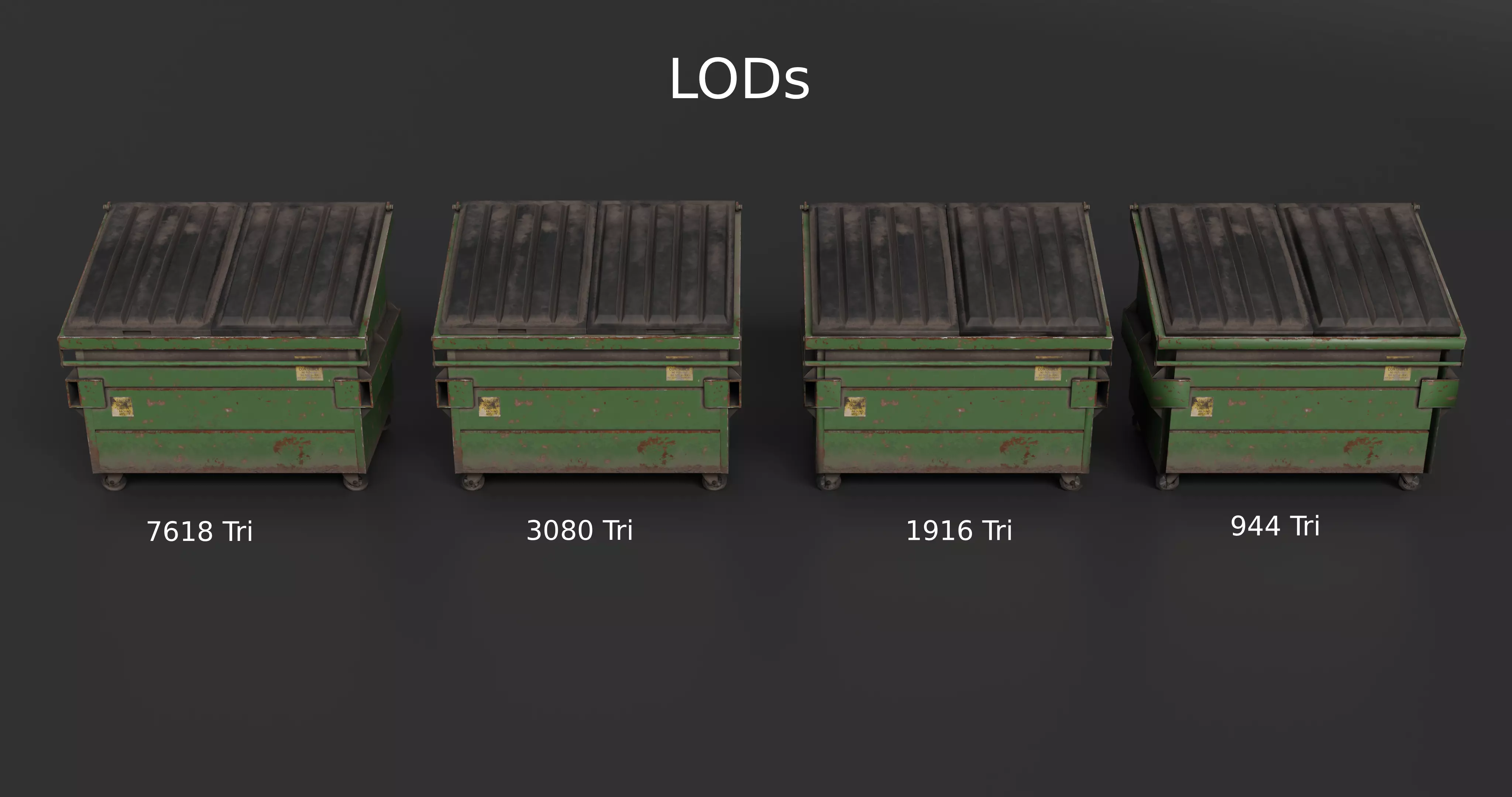 Dumpster with LODS Low-poly 3D model_8