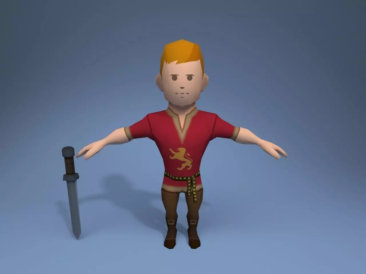 Medieval character warrior Low-poly 3D model_0