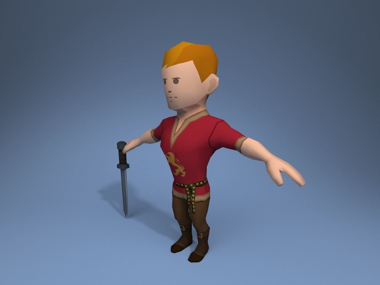 Medieval character warrior Low-poly 3D model_2