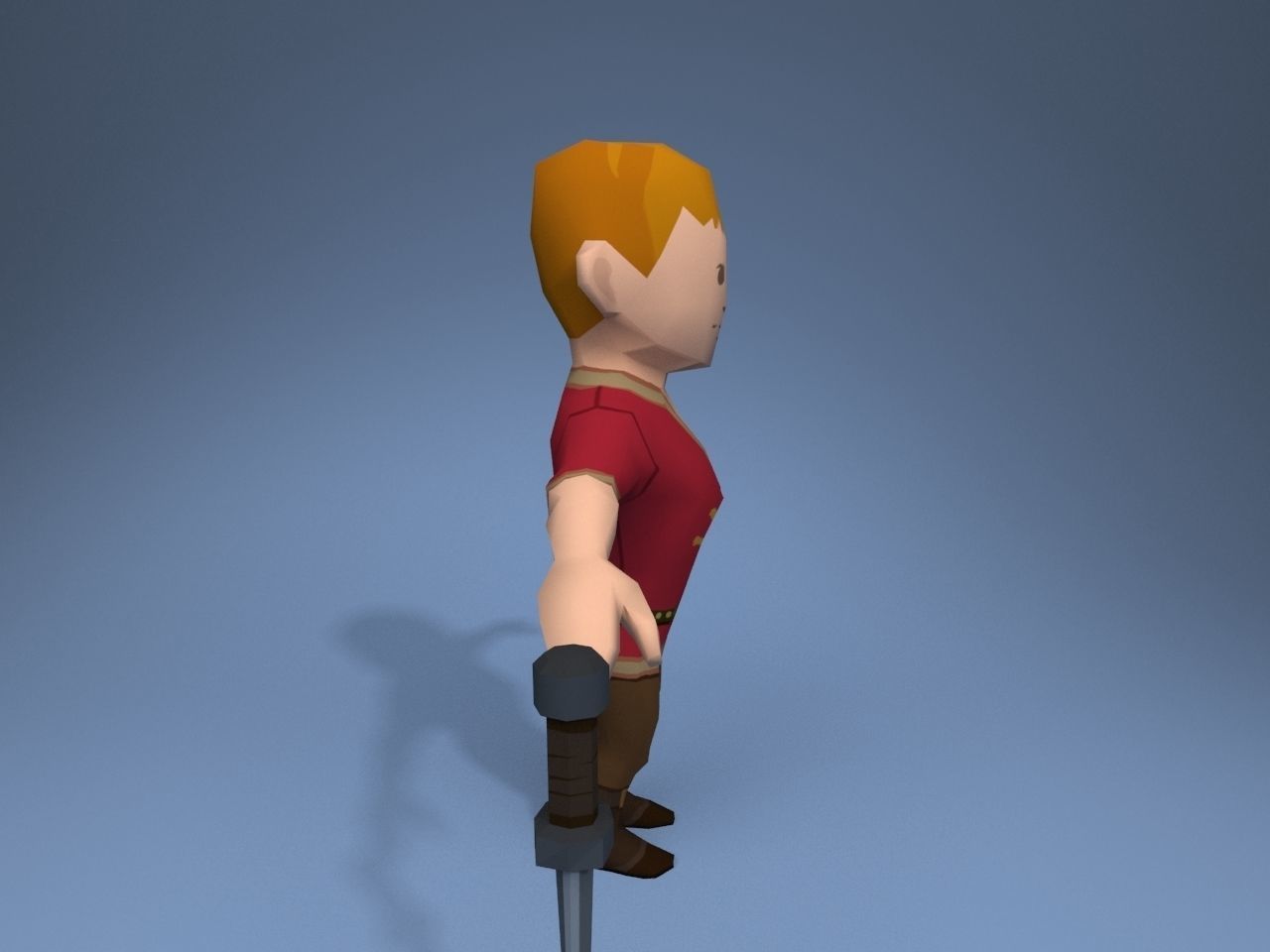 Medieval character warrior Low-poly 3D model_7