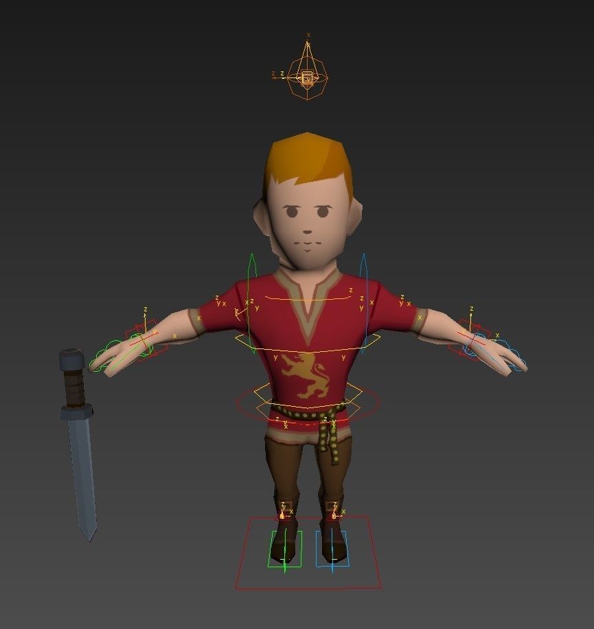Medieval character warrior Low-poly 3D model_15