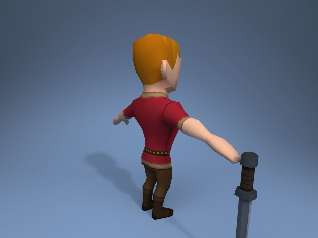 Medieval character warrior Low-poly 3D model_6