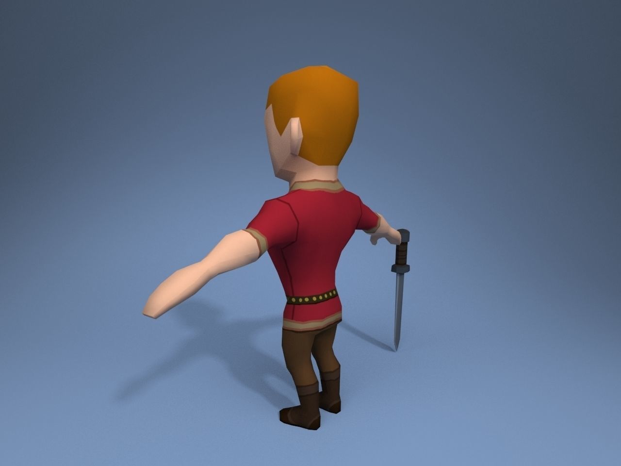 Medieval character warrior Low-poly 3D model_4