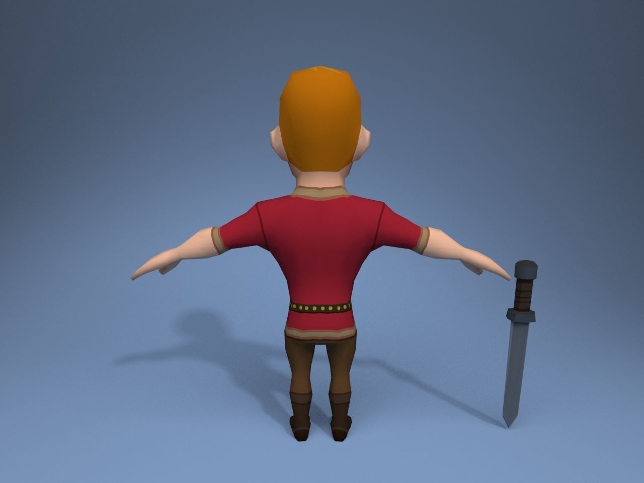 Medieval character warrior Low-poly 3D model_5