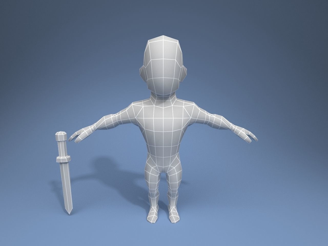 Medieval character warrior Low-poly 3D model_8