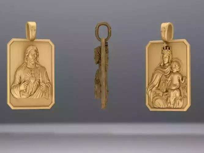 Christ and Virgin Divine Child Double-sided Pendant 3D Model