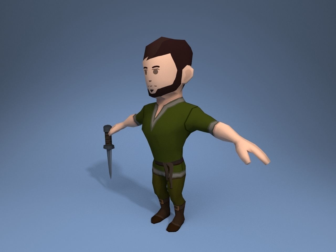 Medieval character thief Low-poly 3D model_2