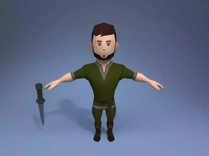 Medieval character thief Low-poly 3D model