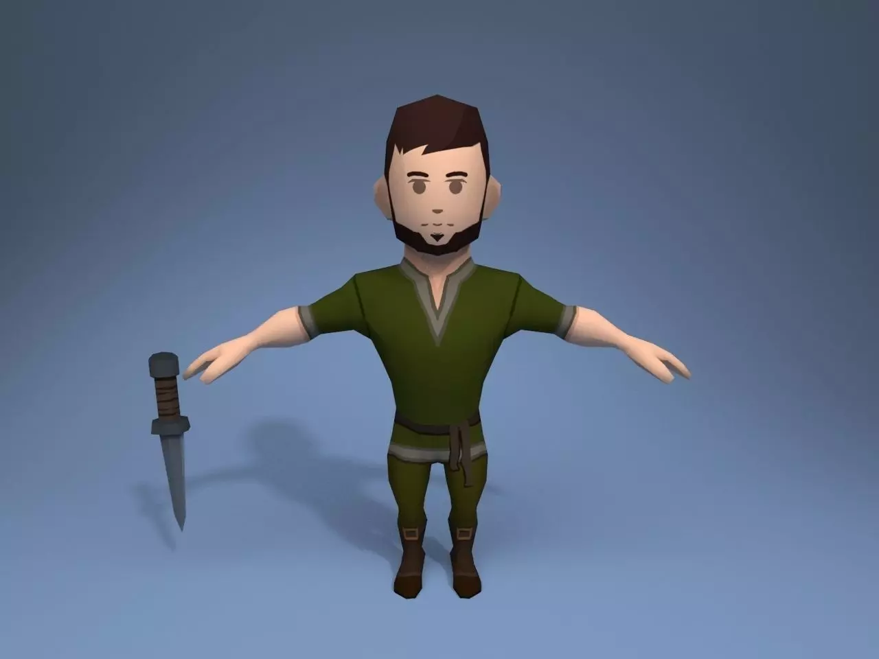 Medieval character thief Low-poly 3D model_0