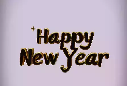 3D model of Golden Happy New Year text