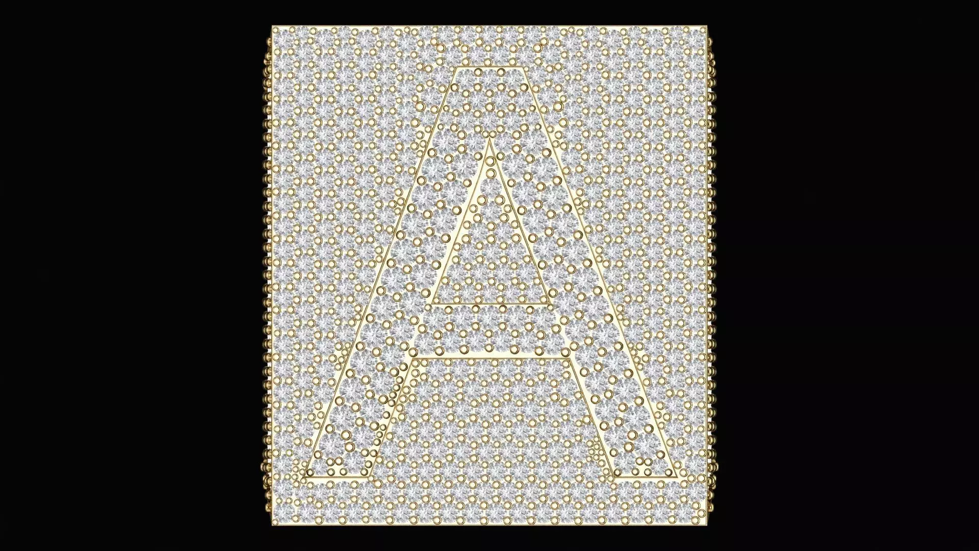 Custom Initial A to Z Letter Diamond Ring - Alphabet Rings 3D print model_2