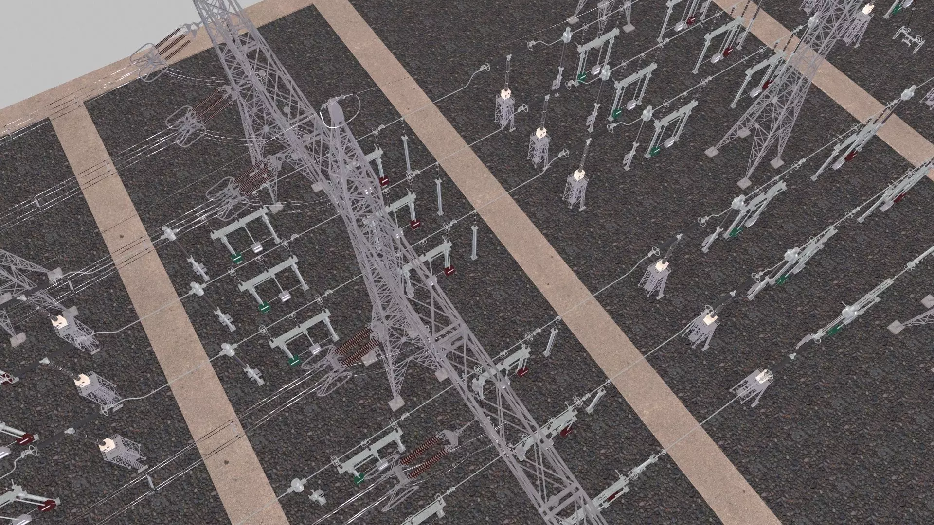 Electric Power Tower HVDC AIS 400 Low-poly 3D model_13
