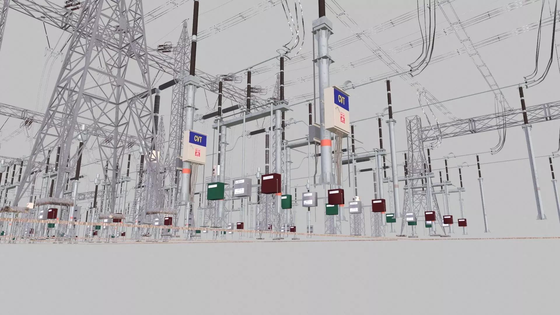 Electric Power Tower HVDC AIS 400 Low-poly 3D model_4