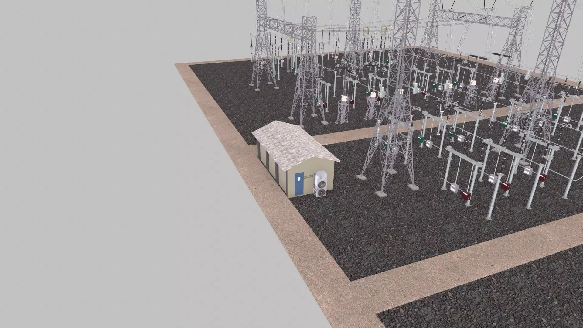 Electric Power Tower HVDC AIS 400 Low-poly 3D model_7