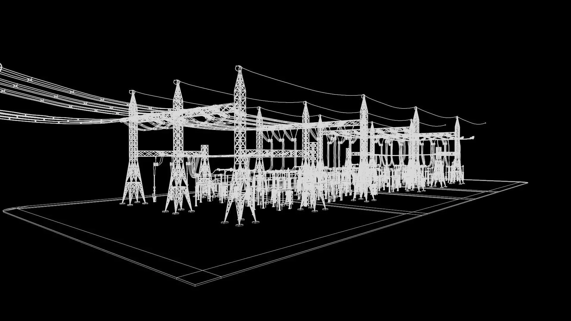 Electric Power Tower HVDC AIS 400 Low-poly 3D model_16