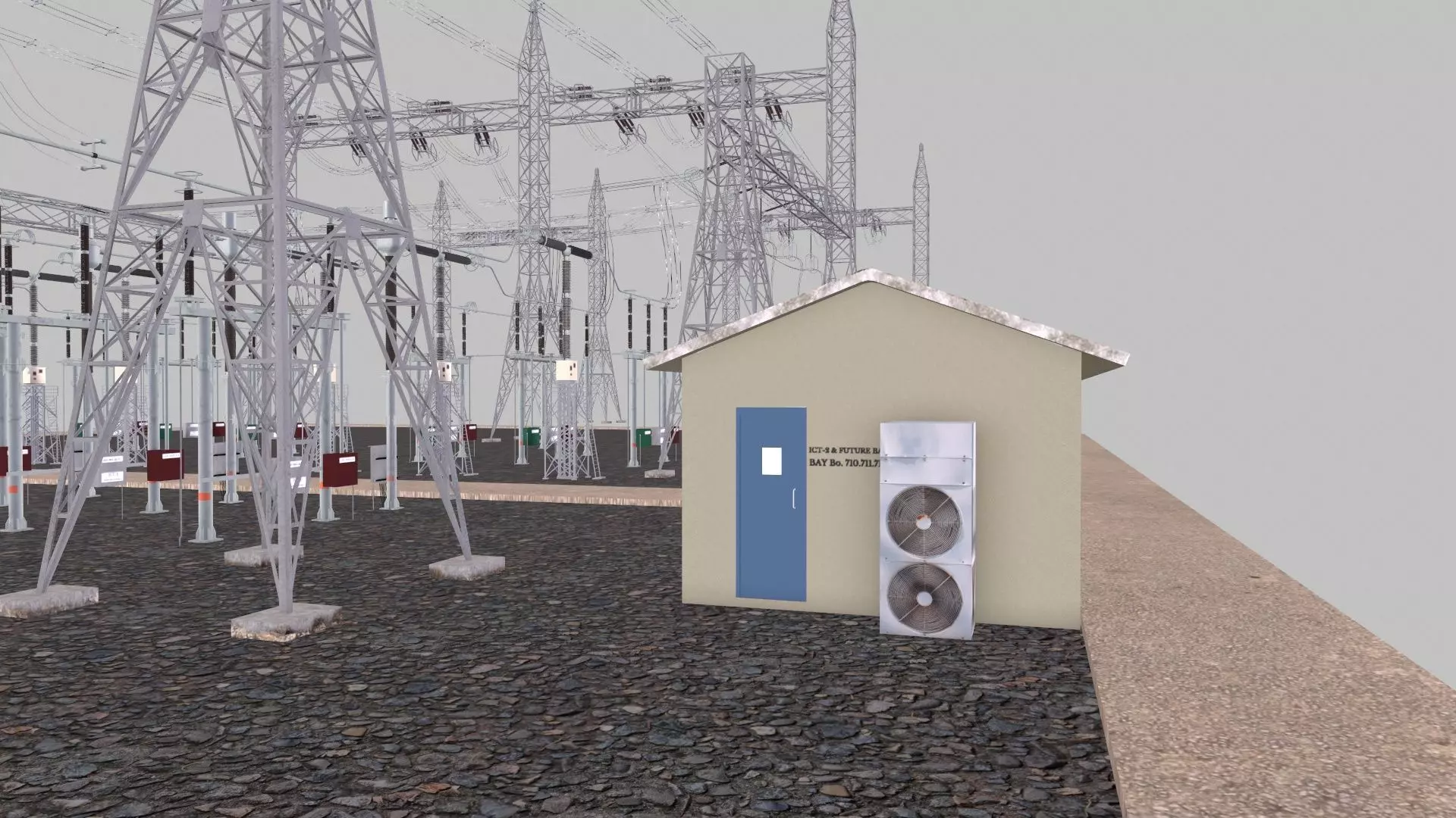 Electric Power Tower HVDC AIS 400 Low-poly 3D model_11