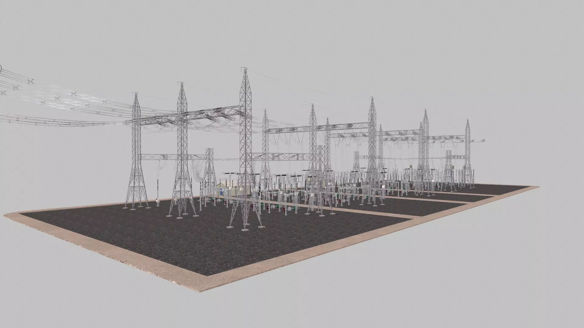 Electric Power Tower HVDC AIS 400 Low-poly 3D model_14