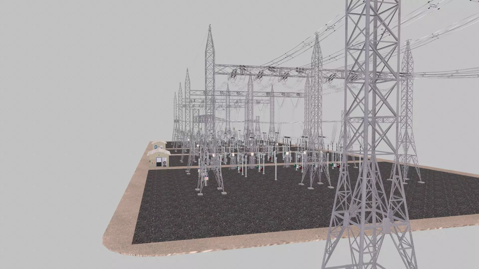 Electric Power Tower HVDC AIS 400 Low-poly 3D model_2