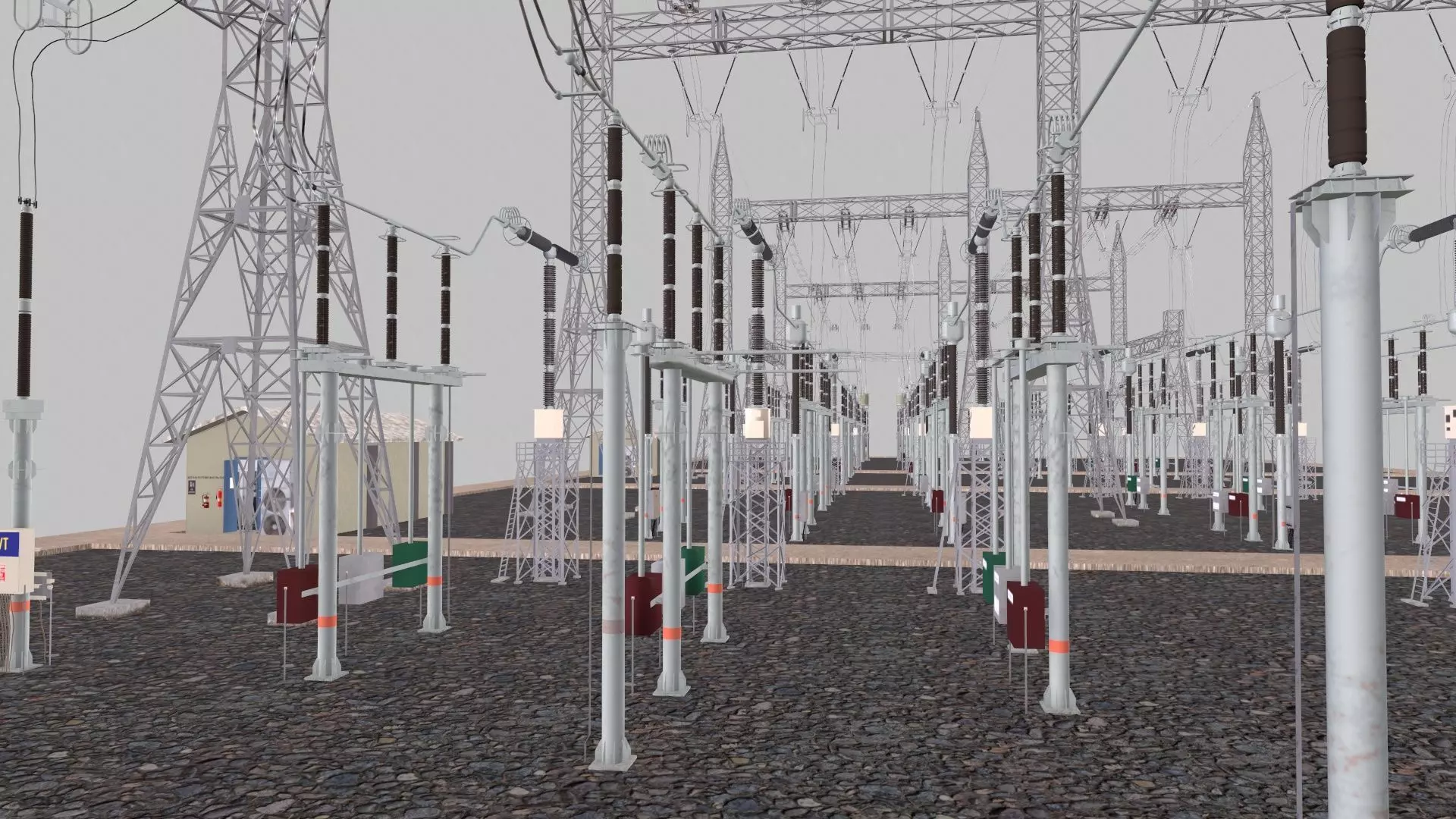 Electric Power Tower HVDC AIS 400 Low-poly 3D model_0