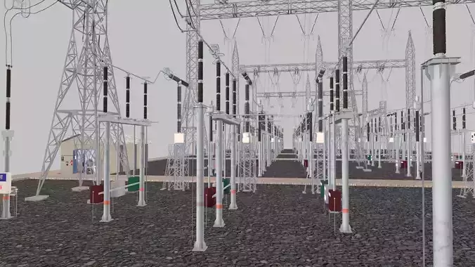 Electric Power Tower HVDC AIS 400 Low-poly 3D model