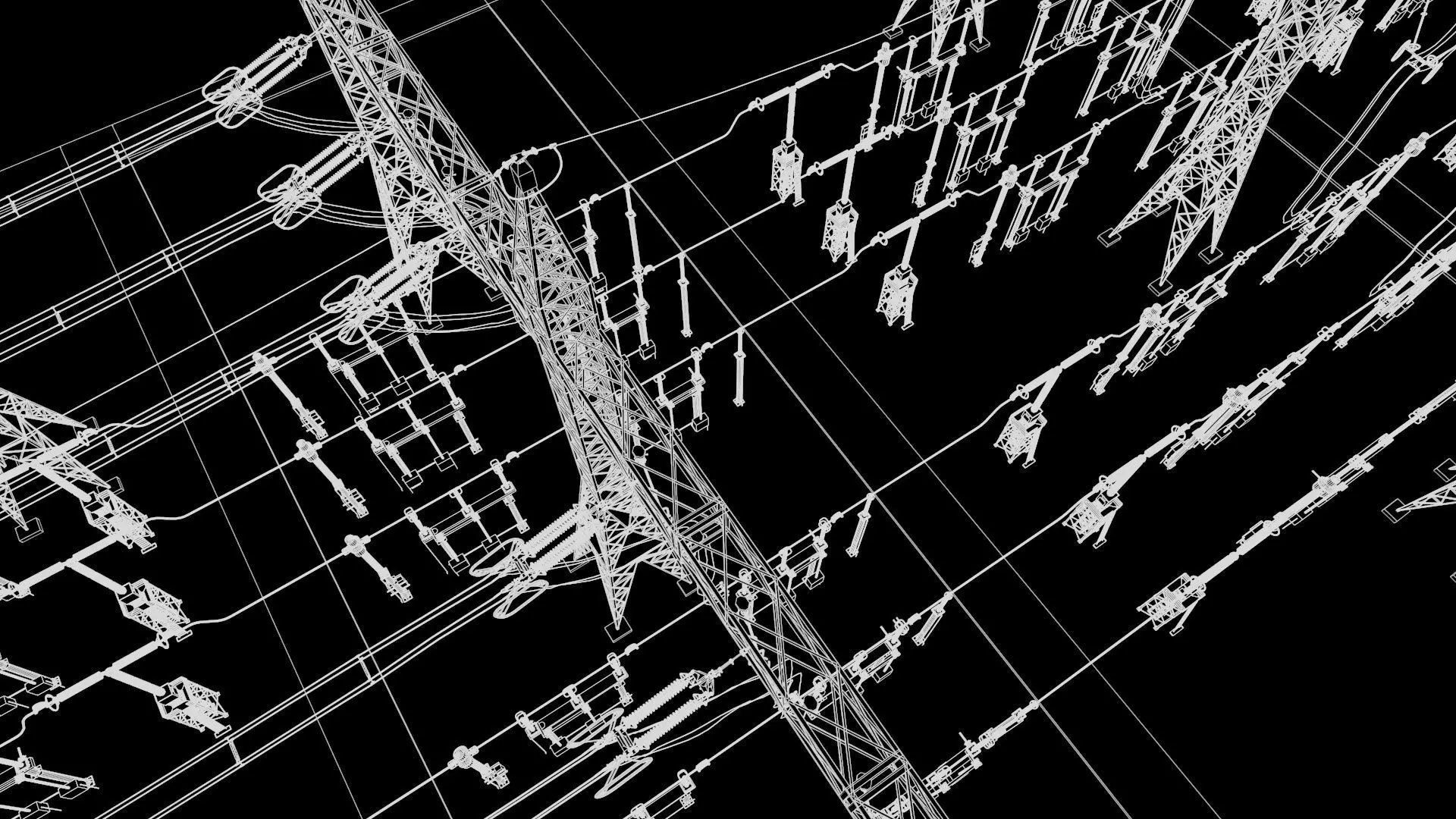 Electric Power Tower HVDC AIS 400 Low-poly 3D model_15