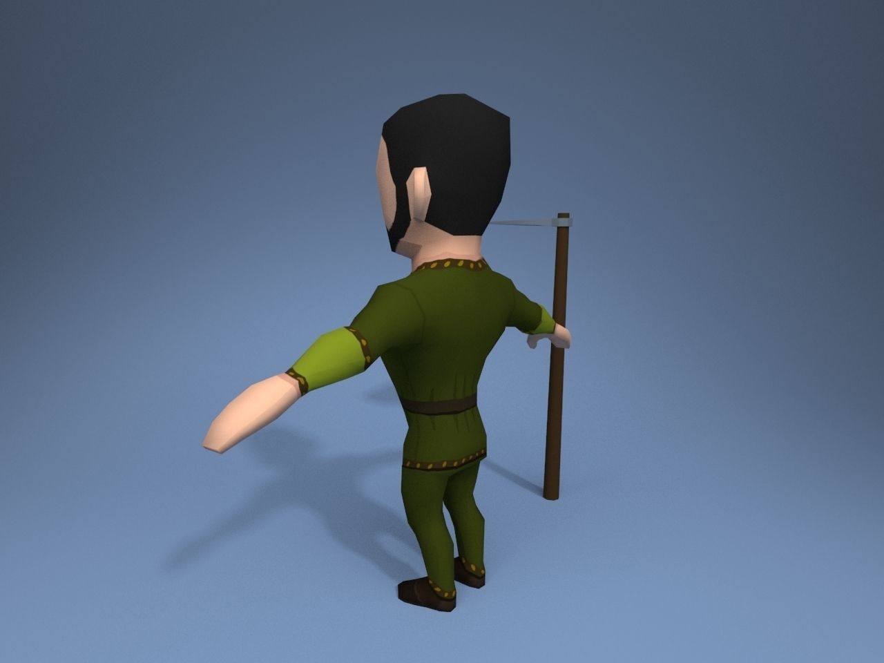 Medieval character peasant 4 Low-poly 3D model_4
