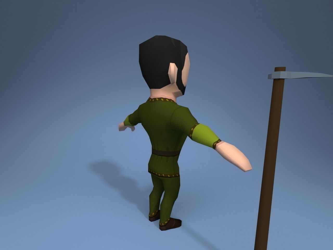 Medieval character peasant 4 Low-poly 3D model_6