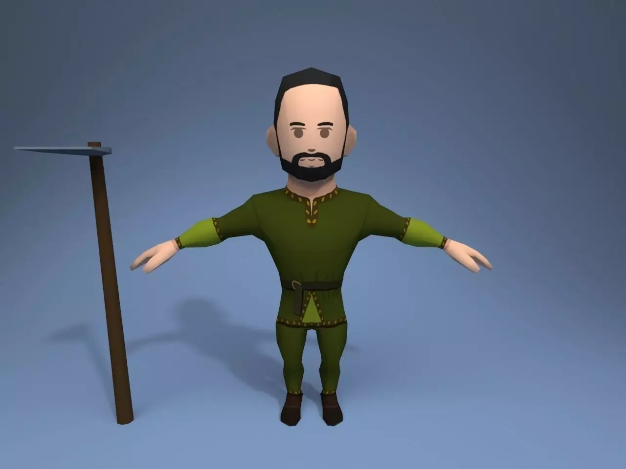 Medieval character peasant 4 Low-poly 3D model_0