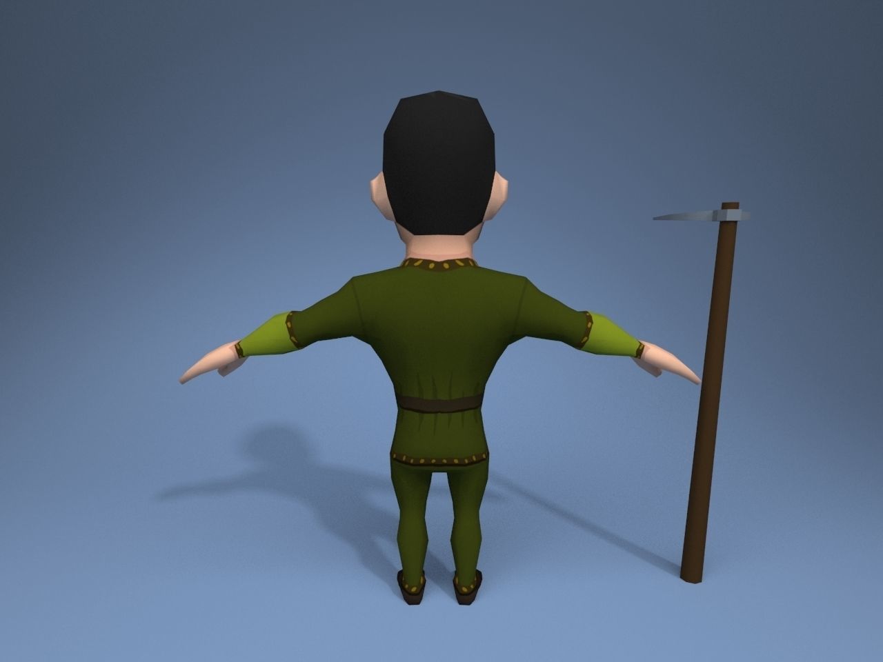 Medieval character peasant 4 Low-poly 3D model_5
