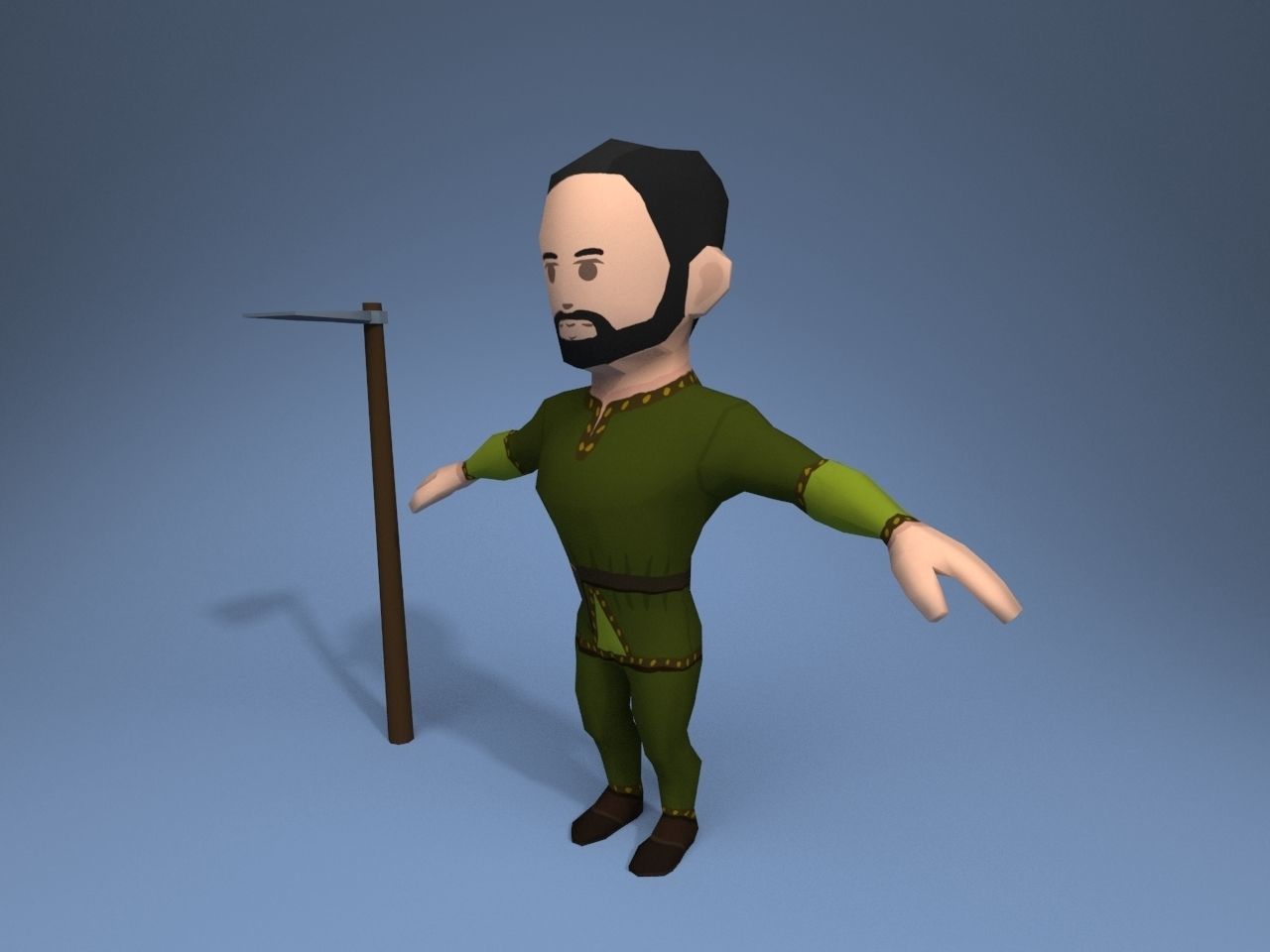 Medieval character peasant 4 Low-poly 3D model_2