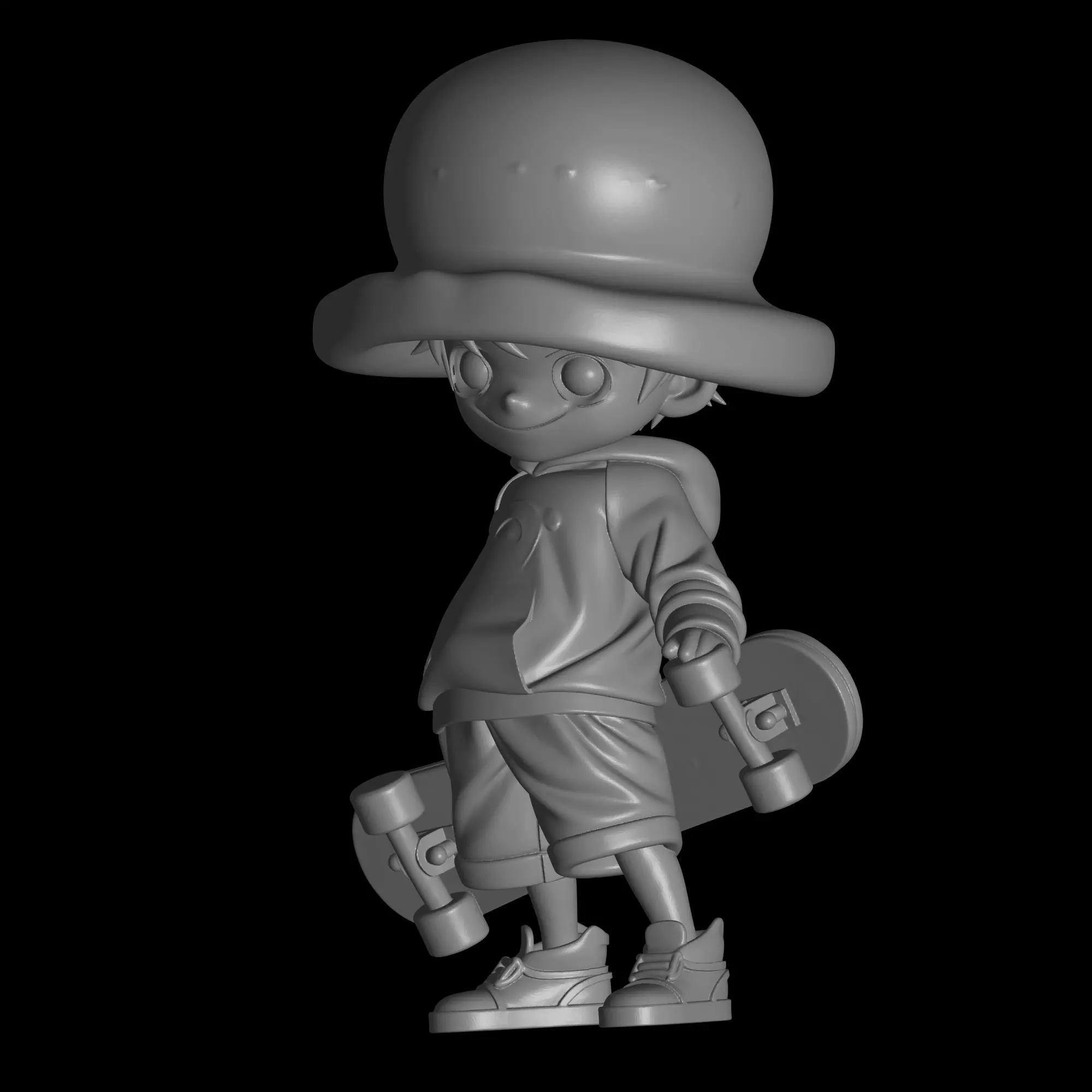 skateboarder Monkey D Luffy design 3D print model_0