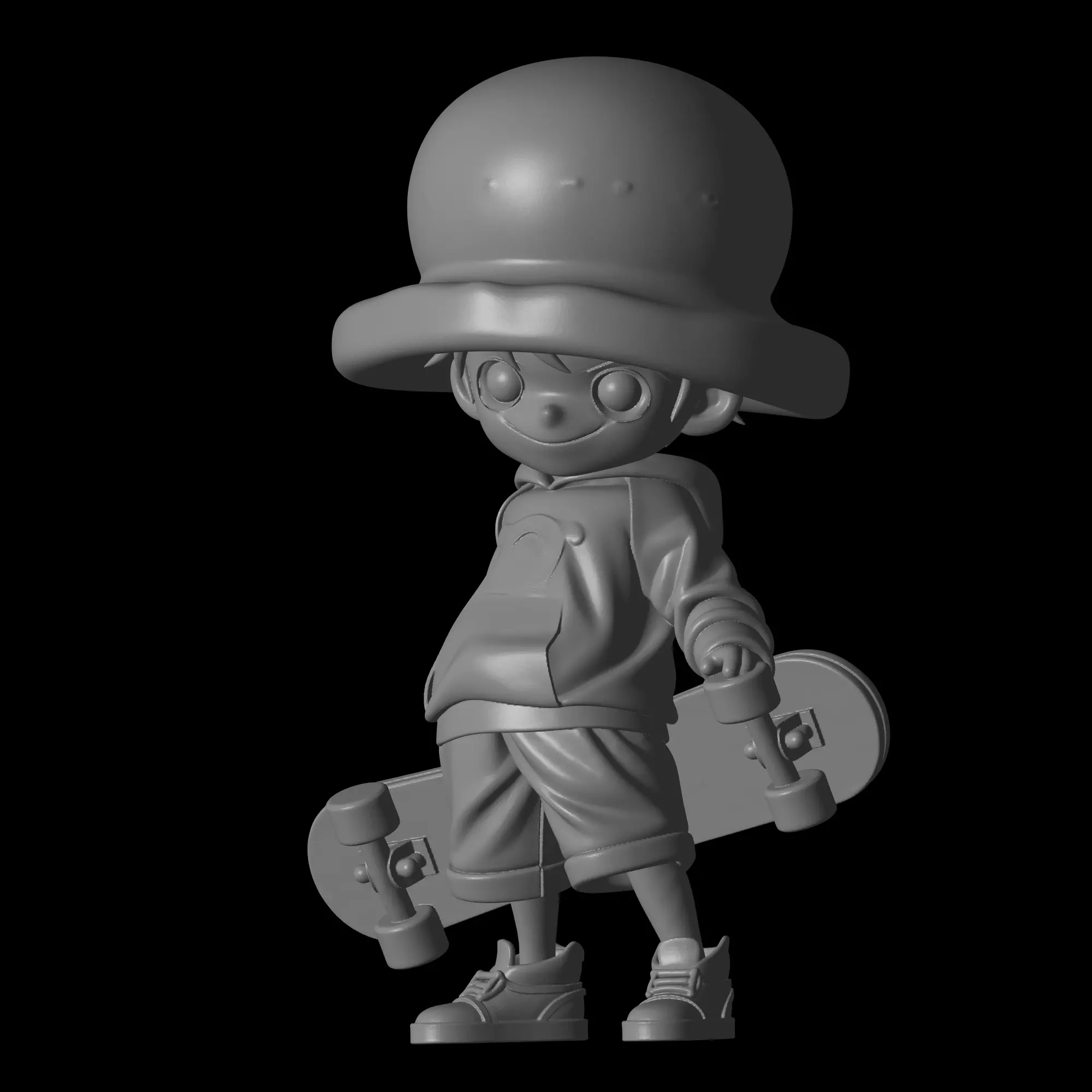 skateboarder Monkey D Luffy design 3D print model_3