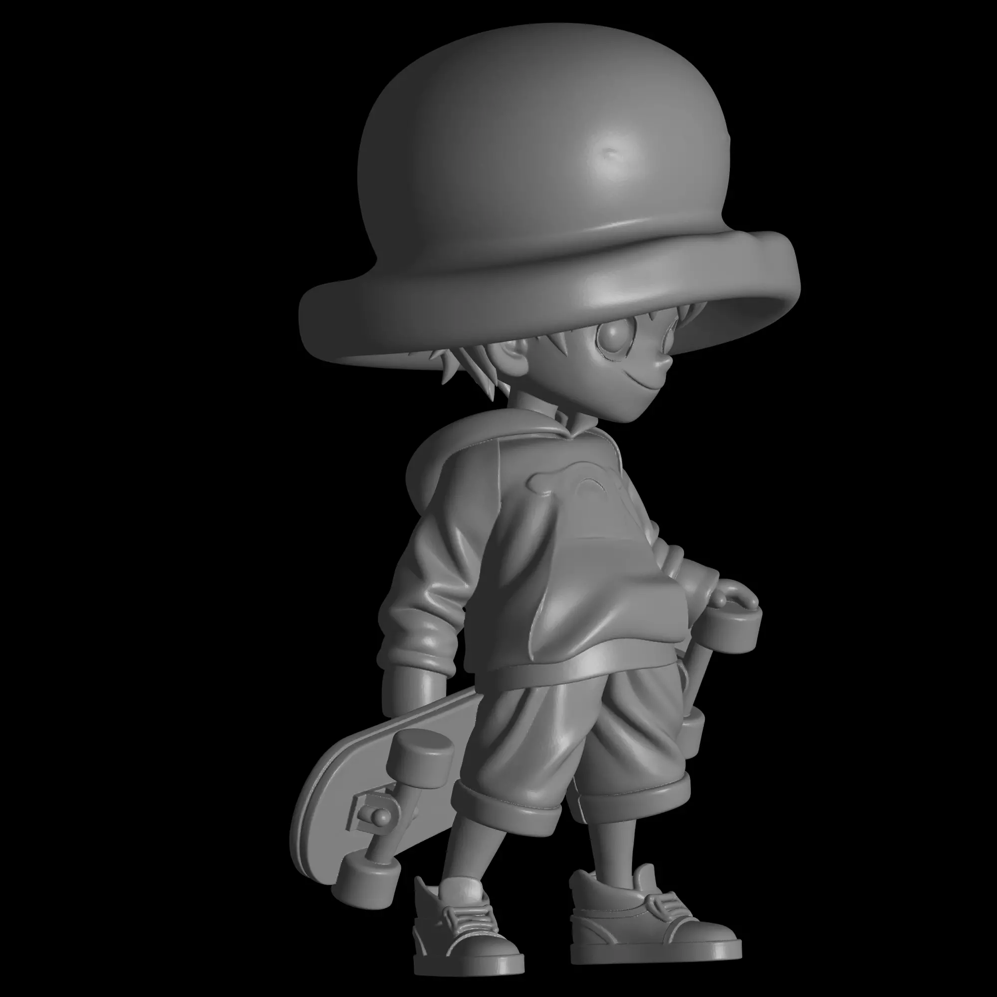 skateboarder Monkey D Luffy design 3D print model_2