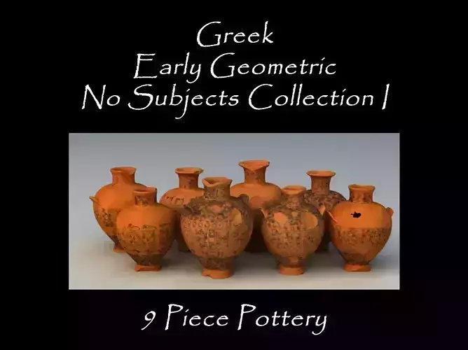 Greek Early Geometric No Subjects Col I 9 Piece Pottery