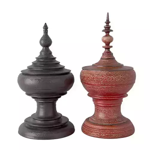 Vintage Carved Burmese Vessels