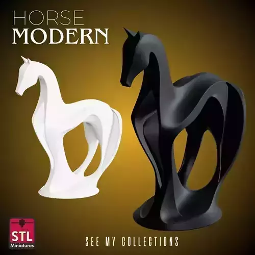 Stylized Modern Horse Sculpture STL  Minimal Elegant