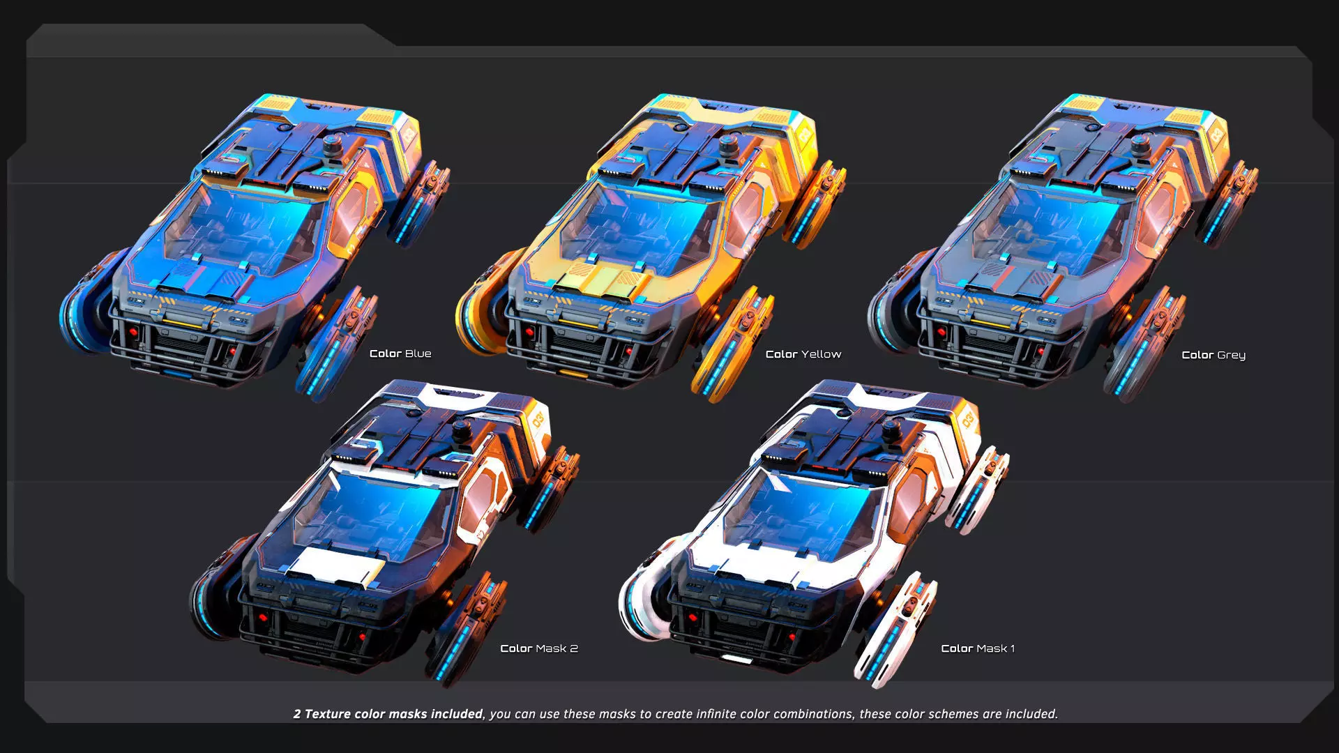 CYBERPUNK - Modular Flying Car Low-poly 3D model_13