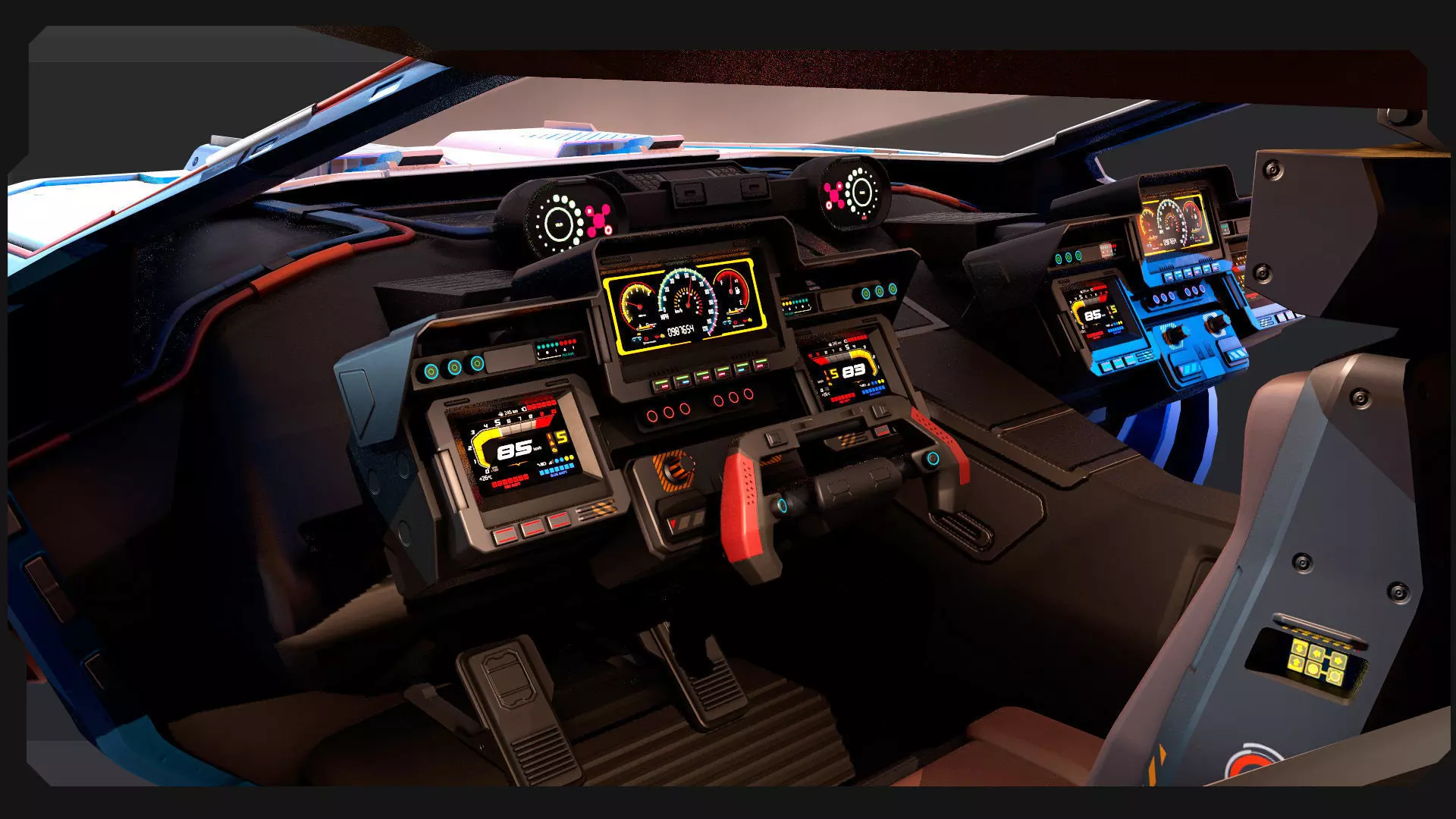 CYBERPUNK - Modular Flying Car Low-poly 3D model_11