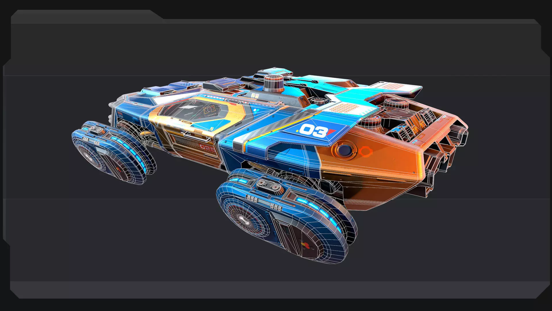 CYBERPUNK - Modular Flying Car Low-poly 3D model_15