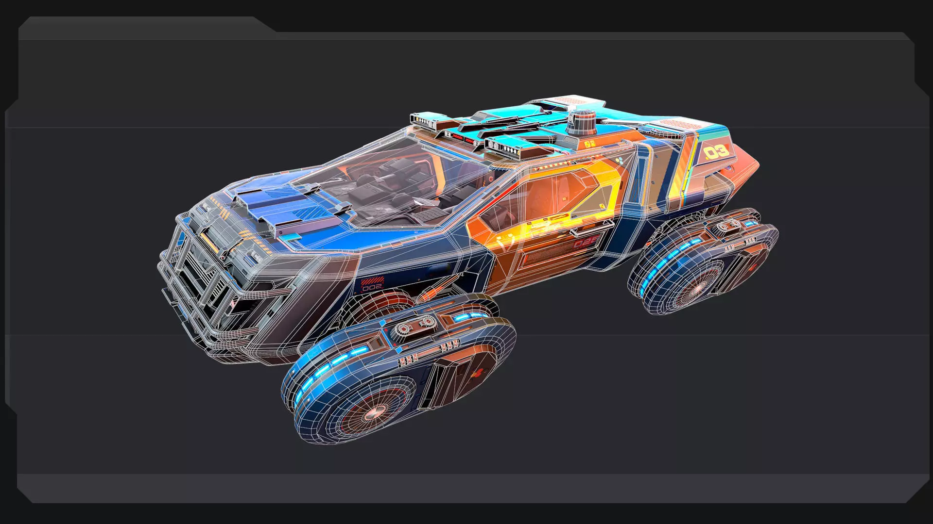 CYBERPUNK - Modular Flying Car Low-poly 3D model_14