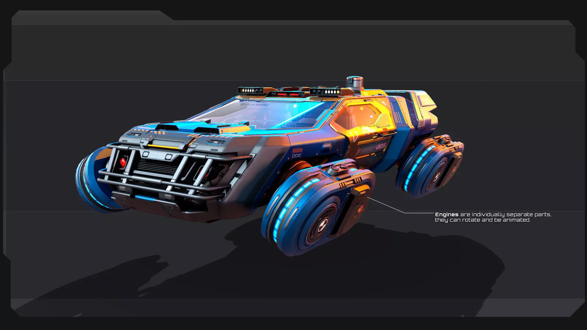 CYBERPUNK - Modular Flying Car Low-poly 3D model_4