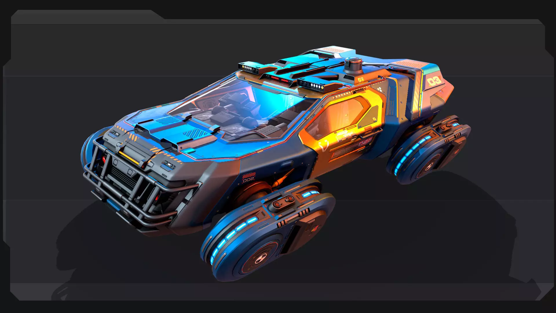 CYBERPUNK - Modular Flying Car Low-poly 3D model_2