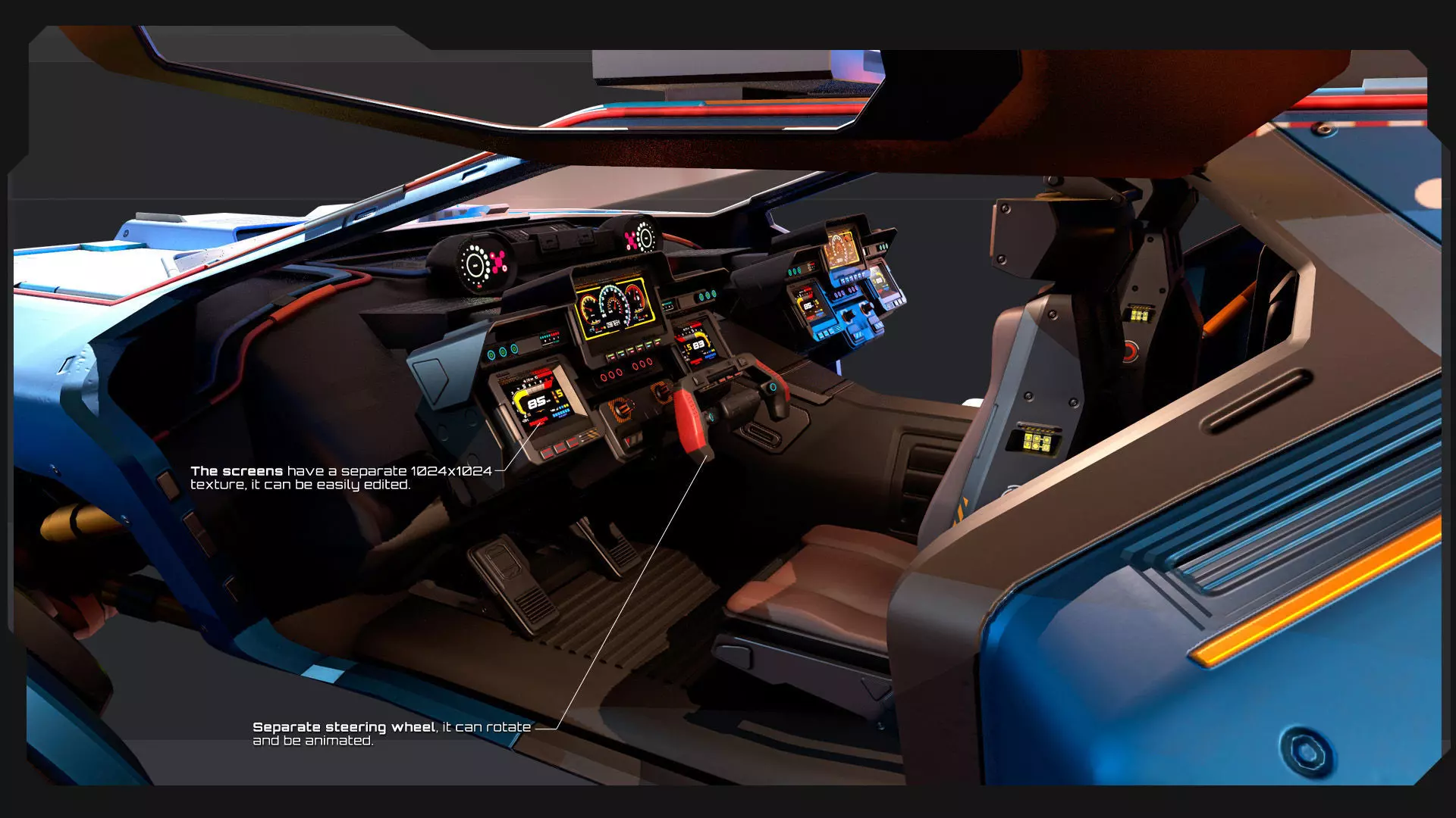 CYBERPUNK - Modular Flying Car Low-poly 3D model_10