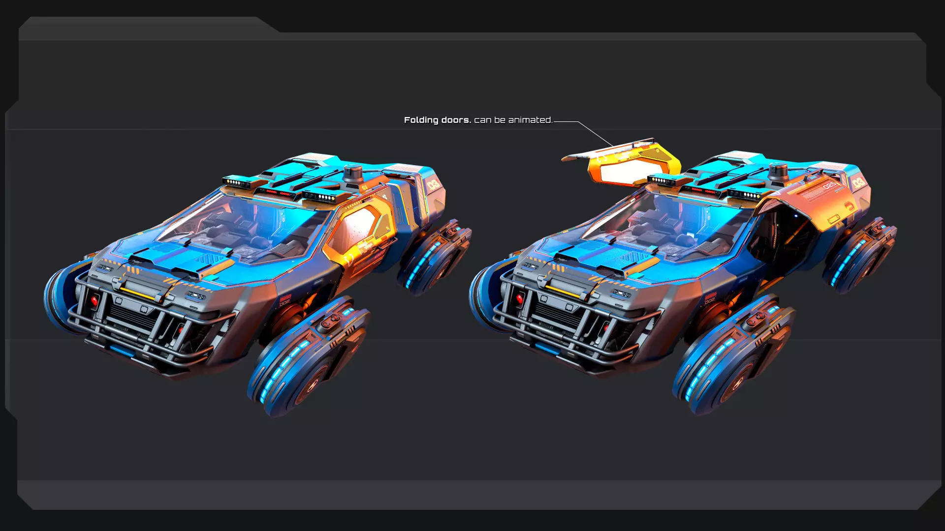 CYBERPUNK - Modular Flying Car Low-poly 3D model_6