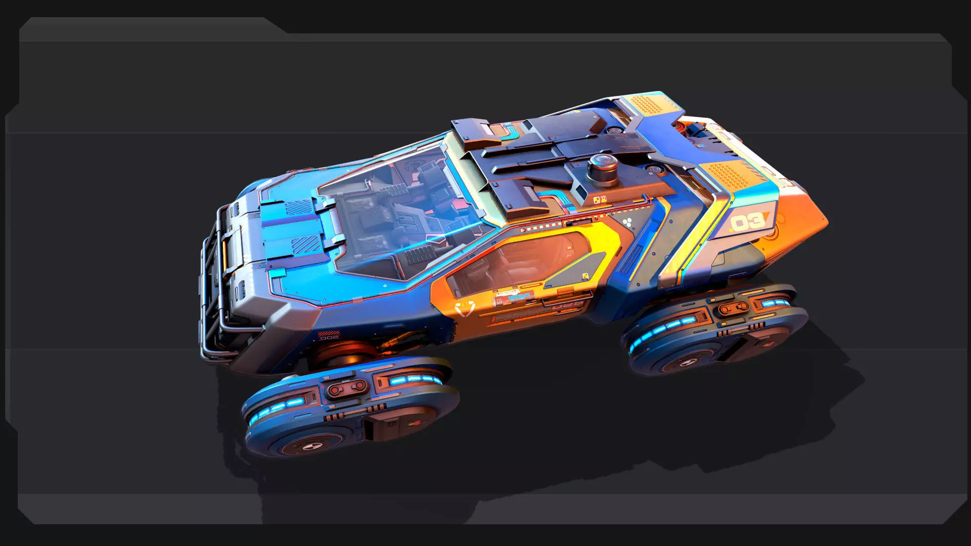 CYBERPUNK - Modular Flying Car Low-poly 3D model_5